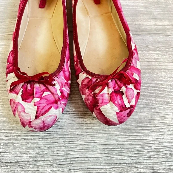 Longchamp Darshan bright pink signature floral ballet flat in size 41 - Picture 6 of 13